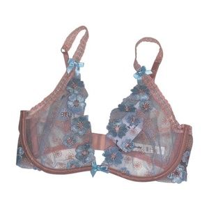 For Love & Lemons Aurora Bra Size Small-Double-D Victoria's Secret Blue/Pink